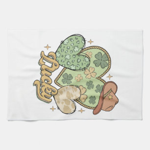 Gelukkig Western St Patricks Day Heart Shamrock Ir Theedoek
