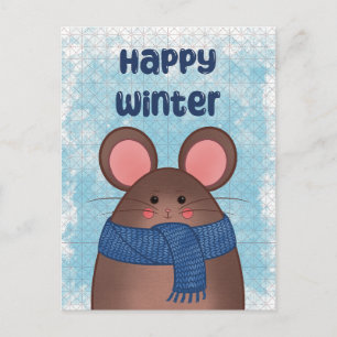 Gelukkig Winter Muis Ansichtkaart Feestdagenkaart