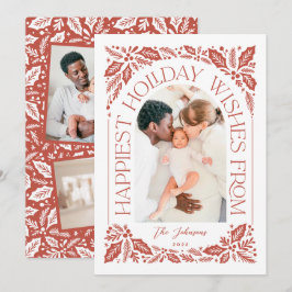 Gelukkig Wishes Arch Holly Berry 3 Foto Collage Feestdagenkaart