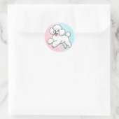 Gelukkig witte poedel cartoon ronde sticker (Tas)