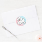 Gelukkig witte poedel cartoon ronde sticker (Envelop)