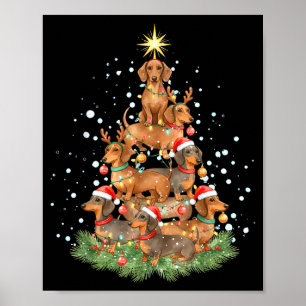 Gelukkig Wolfmas Pawlidays Dachshund Boom Watercol Poster