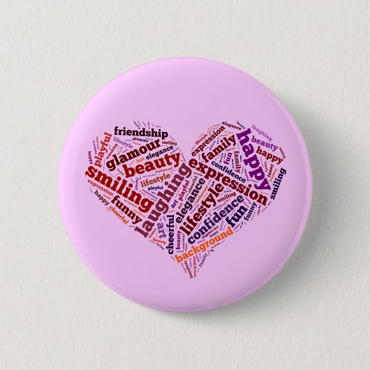 Gelukkig woord ronde button 5,7 cm (Voorkant)