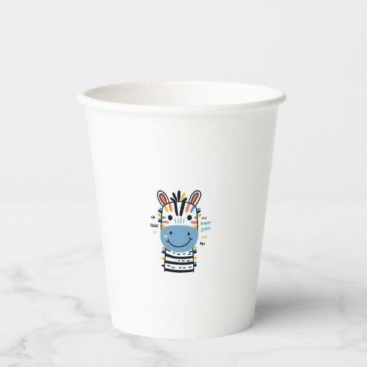 Gelukkig Zebra Papieren Bekers (Voorkant)