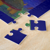 Gelukkig zingende schildpad die leuke leuke kunst legpuzzel (Zijkant)