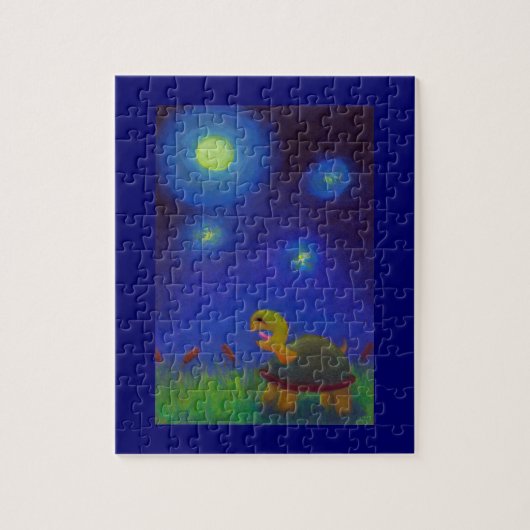 Gelukkig zingende schildpad die leuke leuke kunst legpuzzel (Verticaal)
