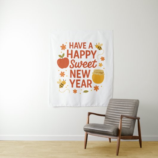 Gelukkig zoet nieuwjaar wandkleed (In situ)