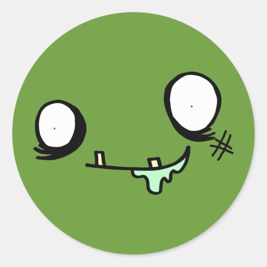 Gelukkig Zombie Gezicht Ronde Sticker (Voorkant)