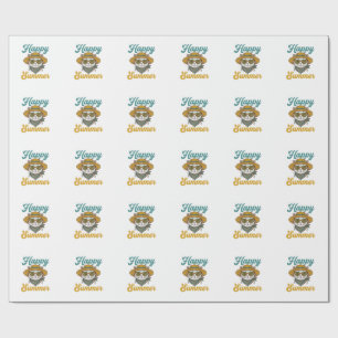 Gelukkig Zomer Kat Vintage Gravure Shirt Ontwerp_1 Cadeaupapier