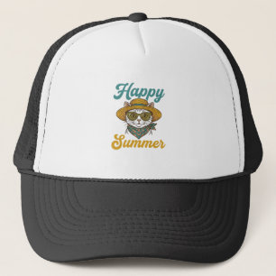 Gelukkig Zomer Kat Vintage Gravure Shirt Ontwerp_1 Trucker Pet