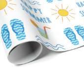 Gelukkig Zomer Patroon Wrapping Papier (Rol Hoek)