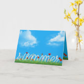 gelukkig zomertouwontwerp met poppies kaart (Gele Bloem)