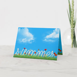 gelukkig zomertouwontwerp met poppies kaart