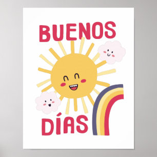 Gelukkig Zon Kinderkamer Kunst in het Spaans Poste Poster