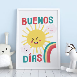 Gelukkig Zon Kinderkamer Kunst in het Spaans Poste Poster