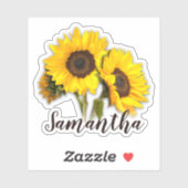 Gelukkig Zonnebloem Naam Sticker (Vel)
