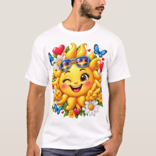 Gelukkig Zonneschijn Bloemige Regenboog T-shirt