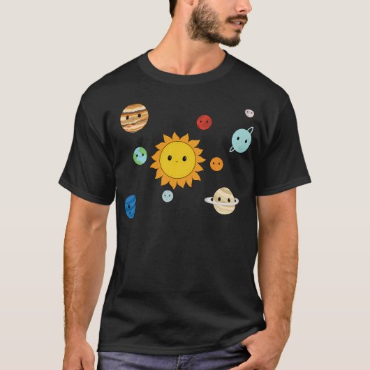 Gelukkig zonnestelsel t-shirt (Voorkant)