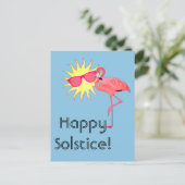 Gelukkig Zonnewende Flamingo en Zon Gezicht Briefkaart (Staand voorkant)