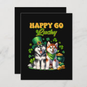 Gelukkig Zorgeloos Knuffel Husky St. Patricks Dag Feestdagenkaart (Voorkant / Achterkant)