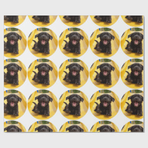Gelukkig zwart Lab puppy op glijbaan Fun cadeauver Cadeaupapier