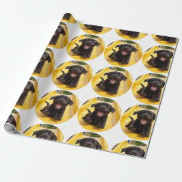 Gelukkig zwart Lab puppy op glijbaan Fun cadeauver Cadeaupapier