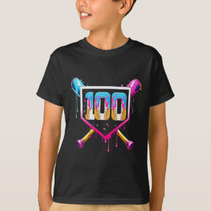 Gelukkige 100 dagen school honkbal drip 100ste dag t-shirt