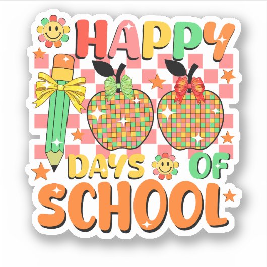 Gelukkige 100 dagen school. Leraar appreciatie Sticker (Voorkant)