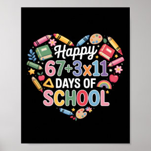 Gelukkige 100 dagen school wiskunde vergelijking 1 poster