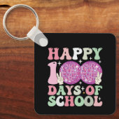 Gelukkige 100 Dagen van School Disco Ball Groovy R Sleutelhanger (Voorkant)