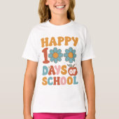 Gelukkige 100 dagen van school, groovy fonts. t-shirt (Voorkant)