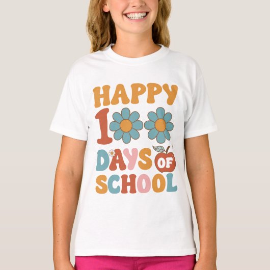 Gelukkige 100 dagen van school, groovy fonts. t-shirt (Voorkant)