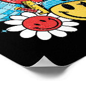 Gelukkige 100 dagen van school retro groovy glimla poster (Hoek)