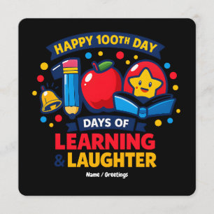 Gelukkige 100e Dag van School Leren en Lachen Kaart