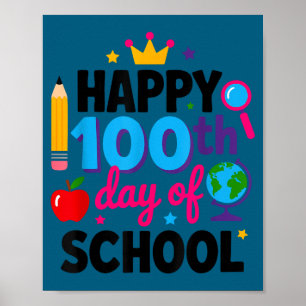 Gelukkige 100e schooldag 100 dagen slimmer leraar poster