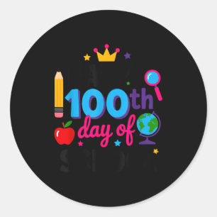 Gelukkige 100e schooldag 100 dagen slimmer leraar ronde sticker