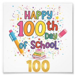 Gelukkige 100e Schooldag Foto Afdruk