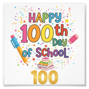 Gelukkige 100e Schooldag Foto Afdruk