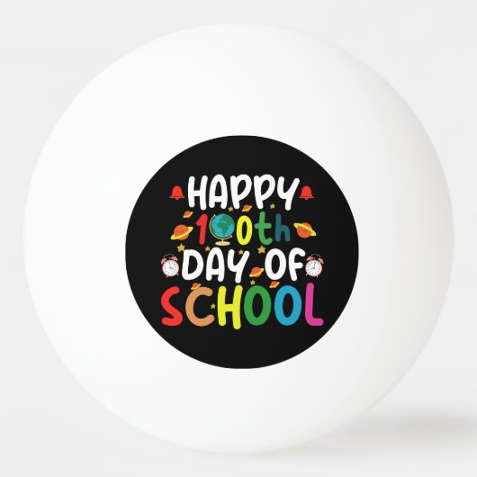 Gelukkige 100e Schooldag Leraar Student Pingpongbal (Voorkant)