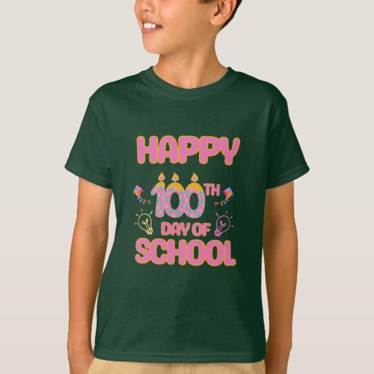 Gelukkige 100e schooldag t-shirt (Voorkant)