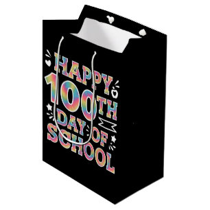 Gelukkige 100e Schooldag Tie Dye Regenboog 100 Dag Medium Cadeauzakje
