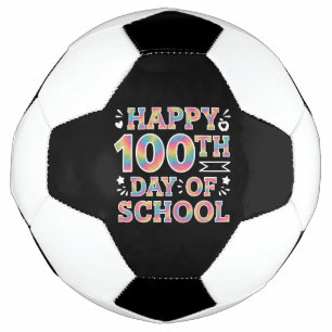Gelukkige 100e Schooldag Tie Dye Regenboog 100 Dag Voetbal