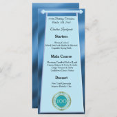 Gelukkige 100e Verjaardag Blauwgroen Blue Glitter  Menu (Voorkant / Achterkant)