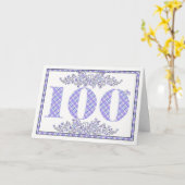 Gelukkige 100e verjaardag gingham kaart (Gele Bloem)