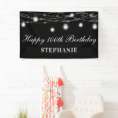 Gelukkige 100e verjaardag Mason Jars Lights Zwart  Spandoek (Insitu)