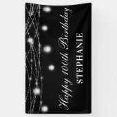 Gelukkige 100e verjaardag Mason Jars Lights Zwart  Spandoek (Verticaal)