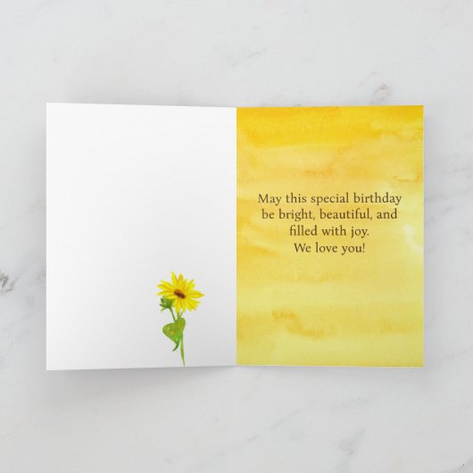 Gelukkige 100e verjaardag Nana Zonnebloemen Custom Kaart (Binnen)