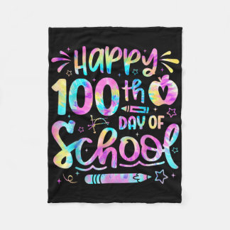 Gelukkige 100ste Dag van de School Tie Dye Rainbow Fleece Deken