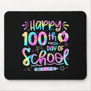 Gelukkige 100ste Dag van de School Tie Dye Rainbow Muismat
