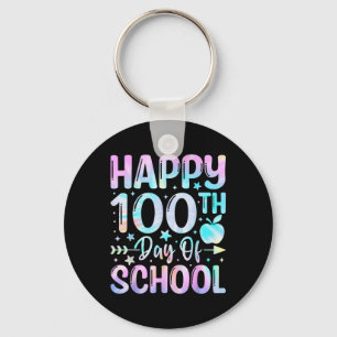 Gelukkige 100ste Dag van de School Tie Dye Rainbow Sleutelhanger